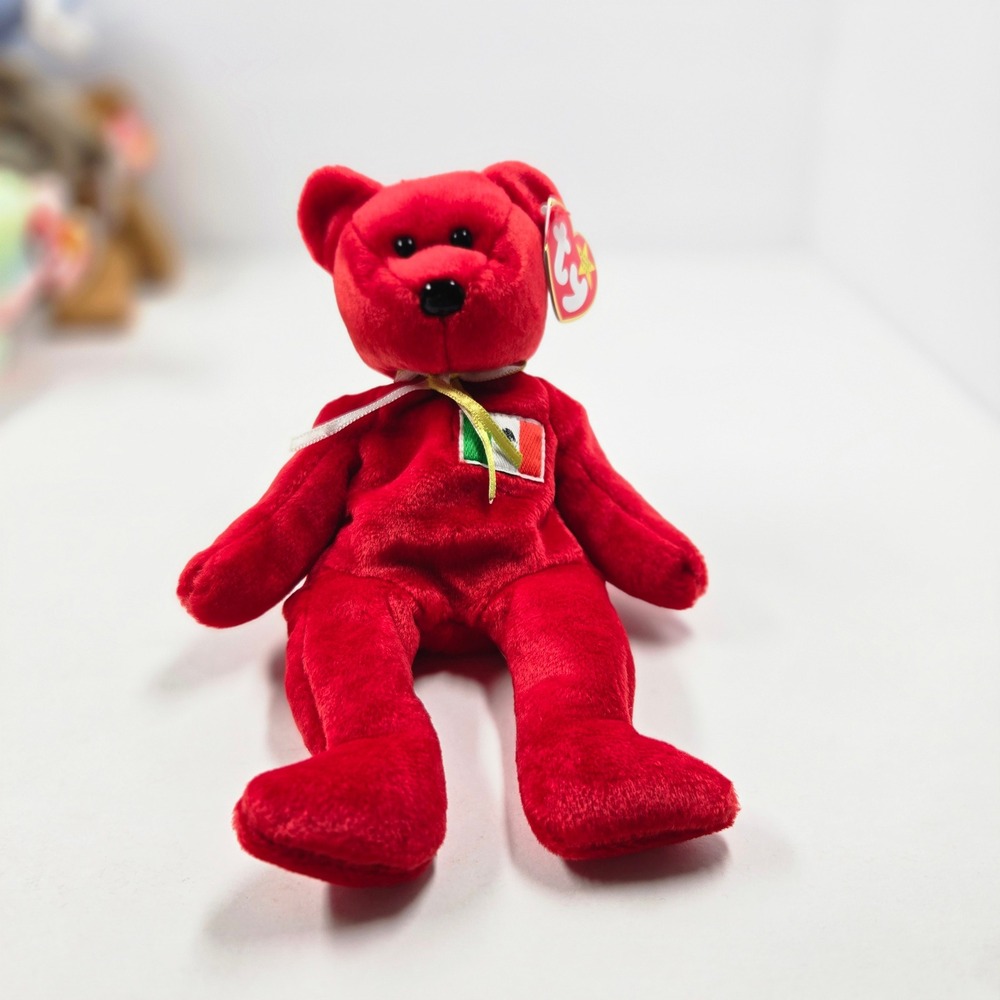 Ty Beanie Baby Osito the Bear Red Mexico Flag 1999 Plush Collectible 04244